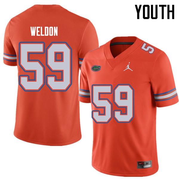 Jordan Brand Youth #59 Danny Weldon Florida Gators College Football Jersey Orange